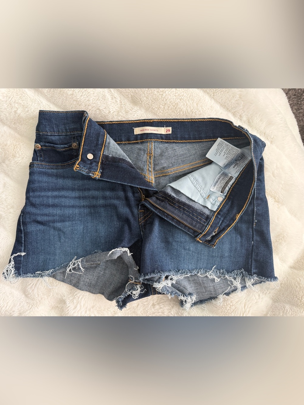 Levi's Dark Blue Distressed Cutoff Denim Shorts women’s 29